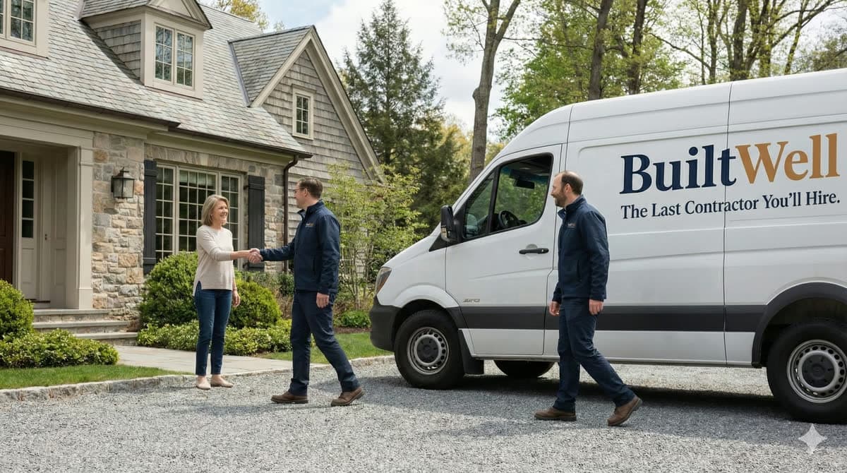 BuiltWell CT contractor shaking hands with a Connecticut homeowner